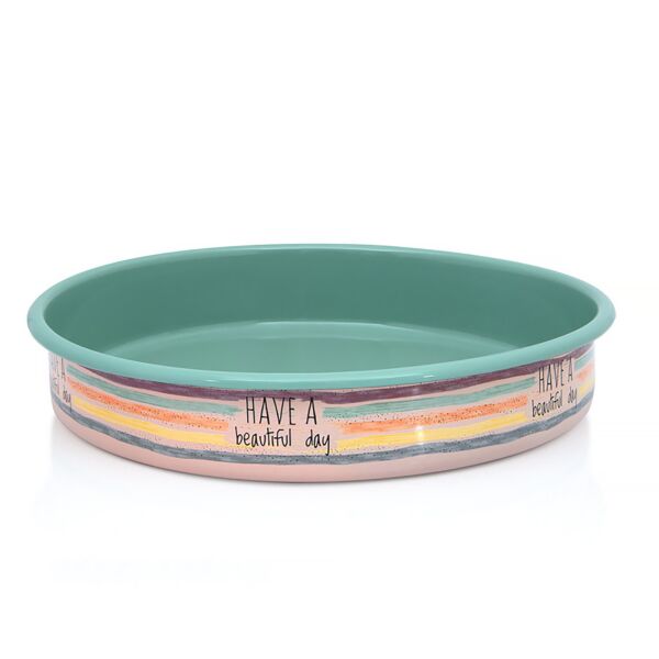 Have a Beautiful Day Vintage Enamel Round Baking Dish