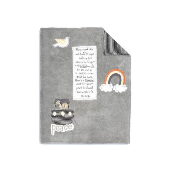 Noahs Ark Gray Baby Blanket
