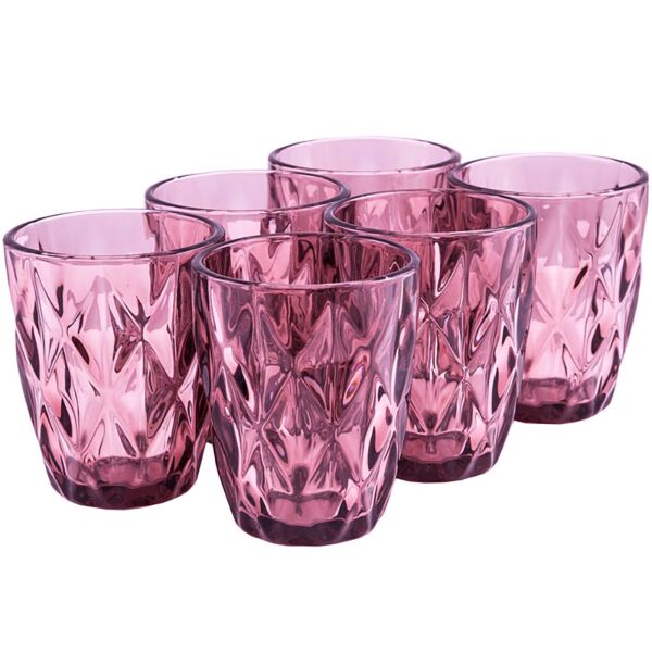 Vintage Embossed Violet Drinking Glass Set of 6