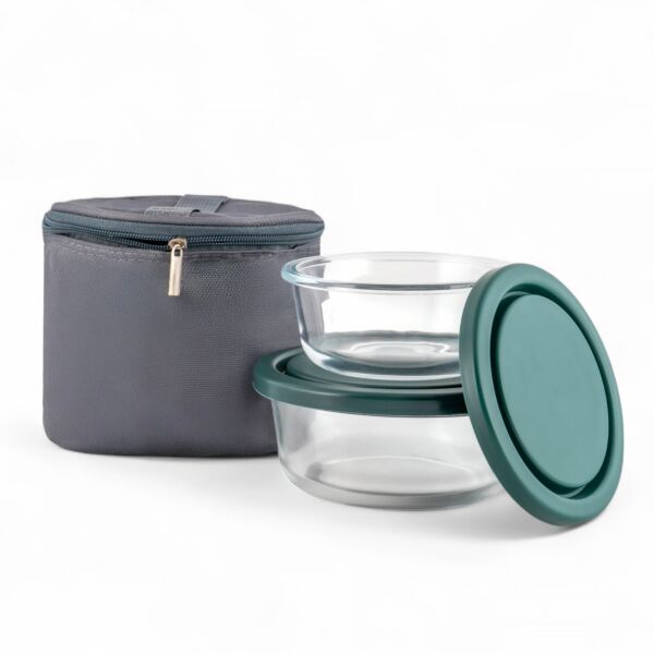 Glass Food Storage Container Set of 2 with Lunch Bag