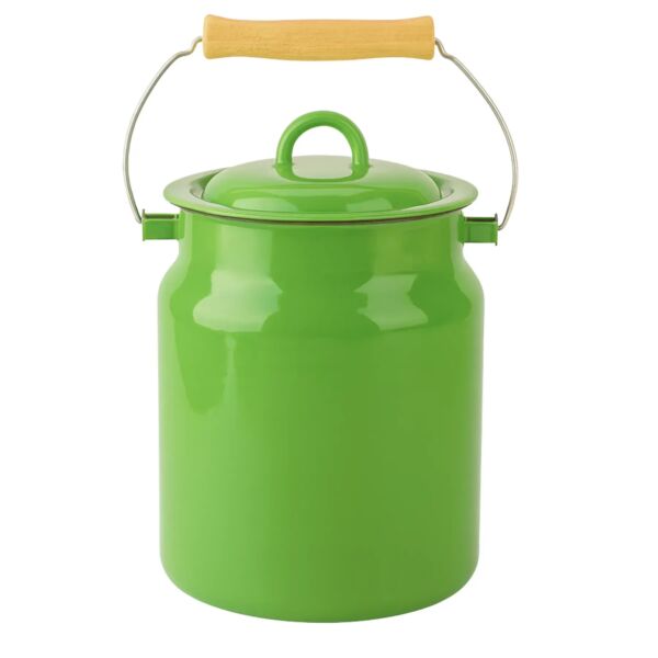 Green Grass Vintage Enamel Milk Can with Lid