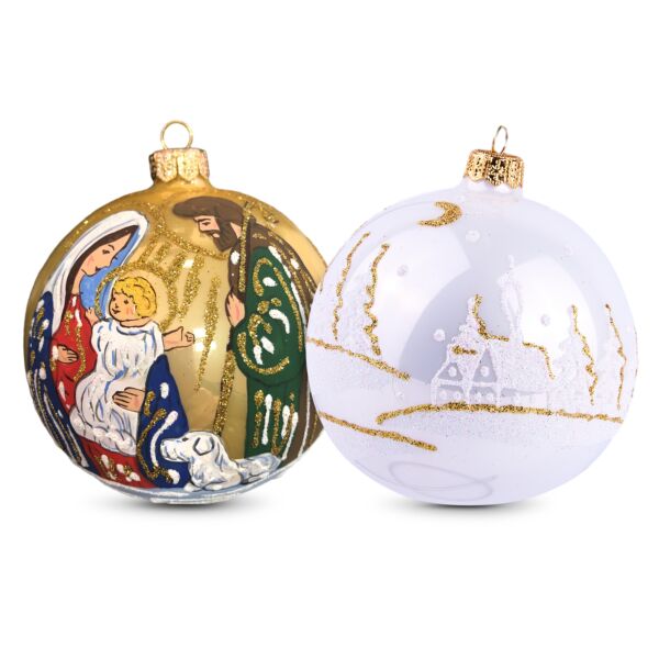 Christmas Nativity Glass Christmas Ornament Set of 2