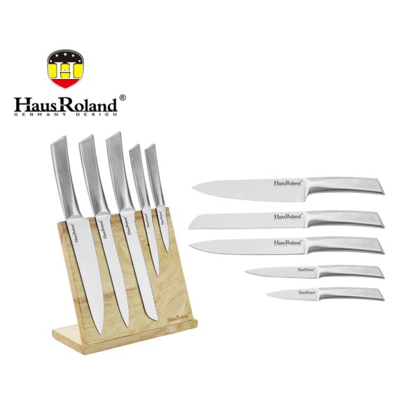 Stainless Steel Knife Set of 6 with Wooden Stand