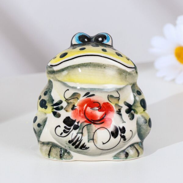 Ceramic Majolica Handmade Frog Figurine