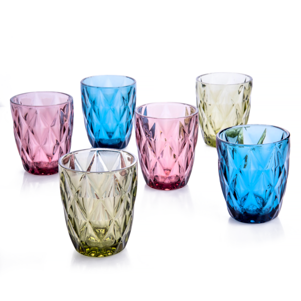 Mix Vintage Embossed Premium Glasses Set of 6