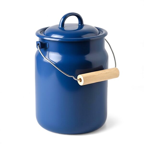 Valentine Navy Blue Vintage Enamel Milk Can with Lid