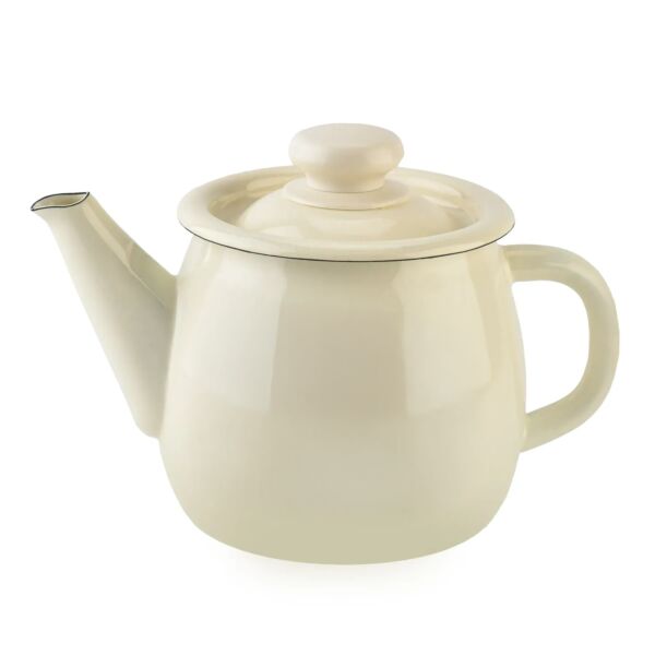 Ivory Vintage Enamel Teapot