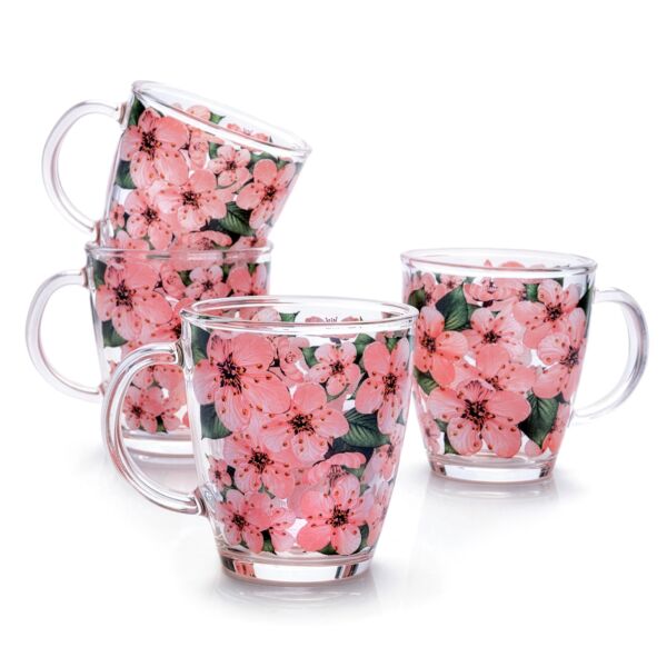 Sakura Glass Mug Set of 4