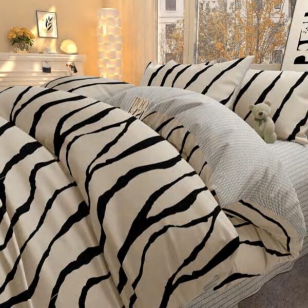Cotton Duvet Cover Set with 2 Pillowcases Zebra