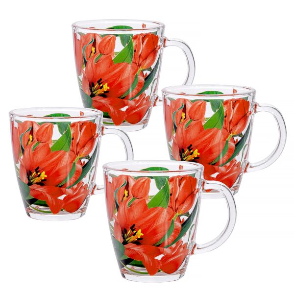 Tulip Glass Mug Set of 4