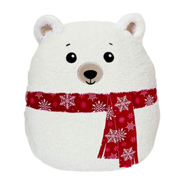 White Bear with Red Scarf Soft Plush Hugging Pillow