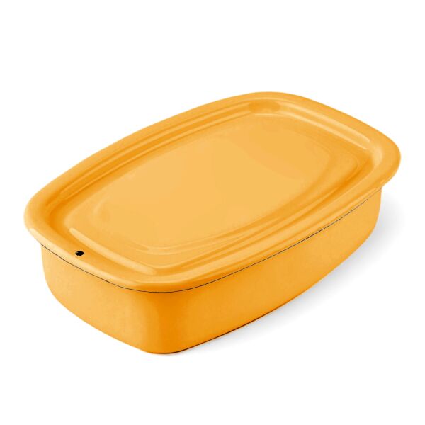 Mustard Enamel Tray with Lid Food Storage Container