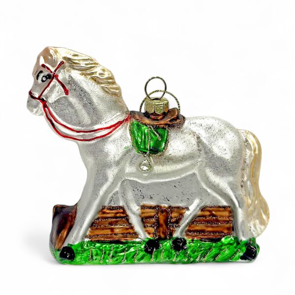 Symbol of the Year Horse Glass Christmas Tree Ornament