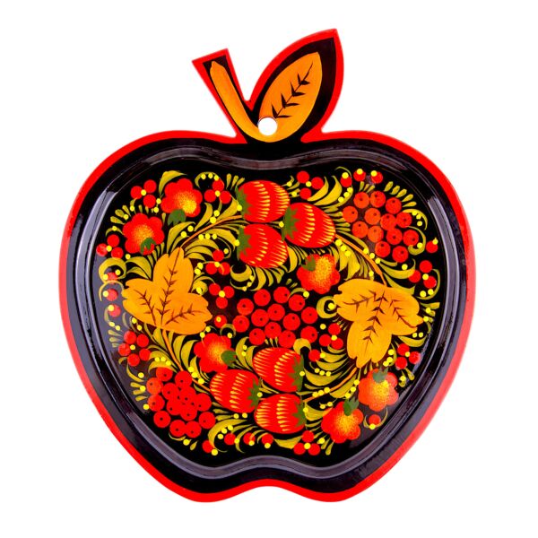 Khokhloma Handmade Wooden Apple Tray 