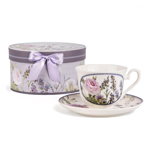 Lavender New Bone China Cup and Saucer Set in Gift Box