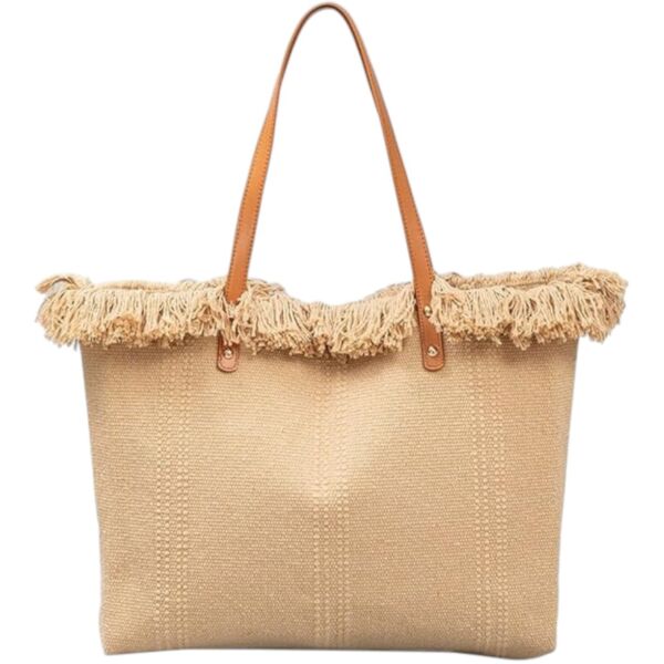 Beige Canvas Beach Bag