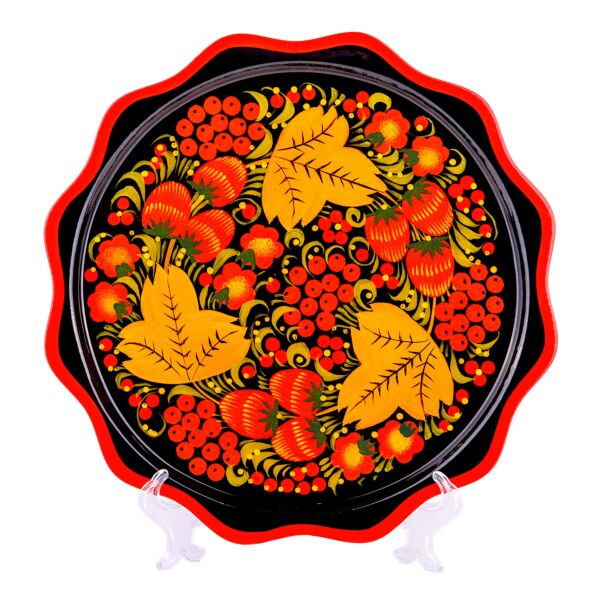 Khokhloma Round Wooden Tray