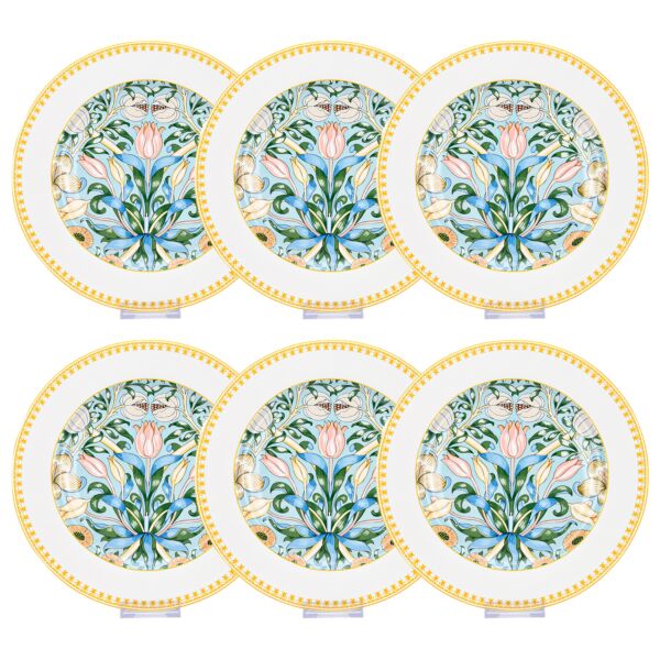 Morris Garden Turquoise Porcelain Dinner Plate Set of 6