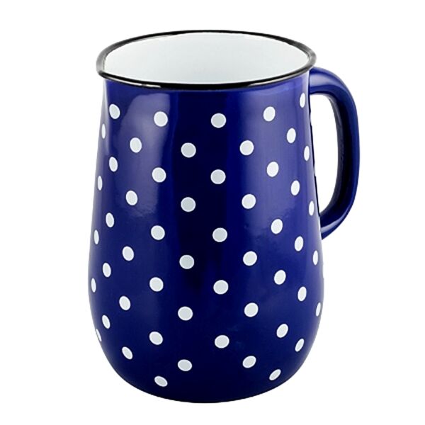 Blue Polka Dot 5-Pint Vintage Style Steel Enamelware Pitcher