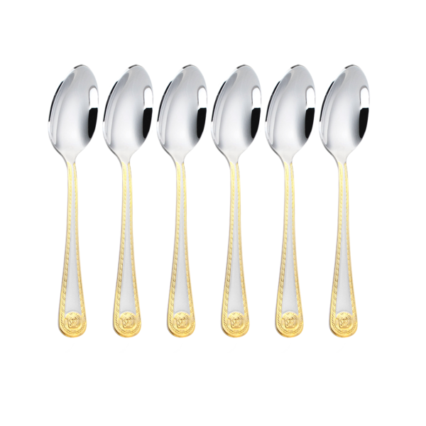 Luxury Gold Polished Brushed Tea Spoon Set of 6 