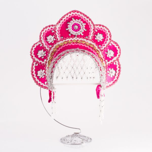 Crimson Traditional Handmade Kokoshnik Headdress 