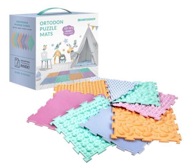 Ortodon Baby Pastel Modular Sensory Mat (8 mats: 9.8x9.8&quot;)