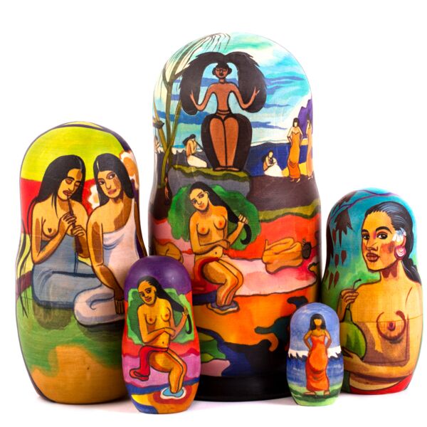Gauguin Day of the God Hand Painted Nesting Doll Set of 5 pc.