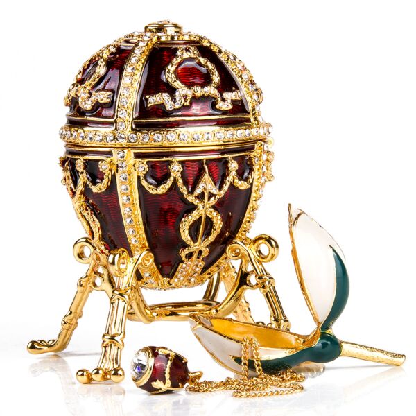 Rosebud Egg Jewelry Box with Pendant