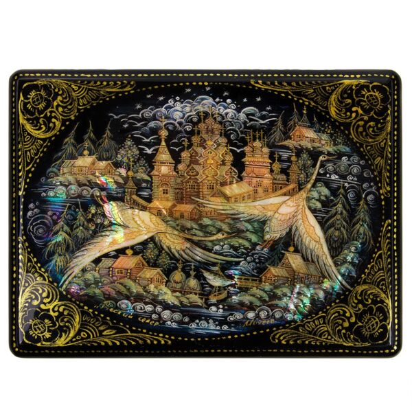 Winter in the North Lacquer Miniature Handmade Jewelry Trinket Box