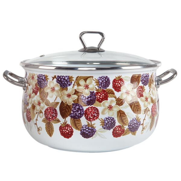 Golden Flowers Belly Deep Stock Pot with Glass Lid