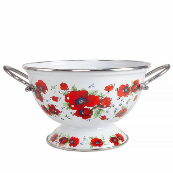 Poppies Enamel Colander / Strainer