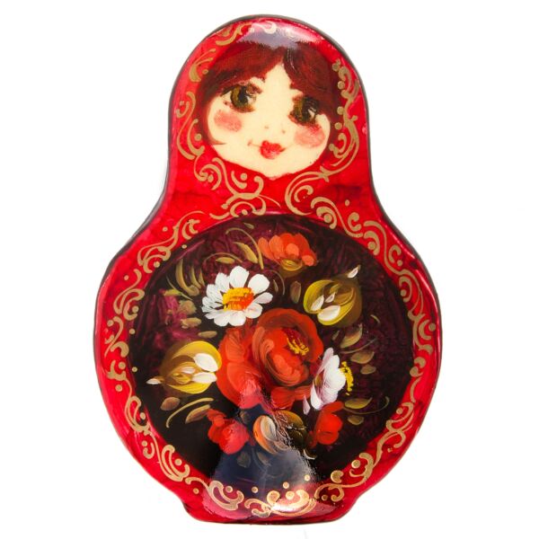 Red Nesting Doll Wooden Brooch