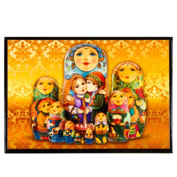 Orange Nesting Dolls Wooden Lacquer Trinket Box