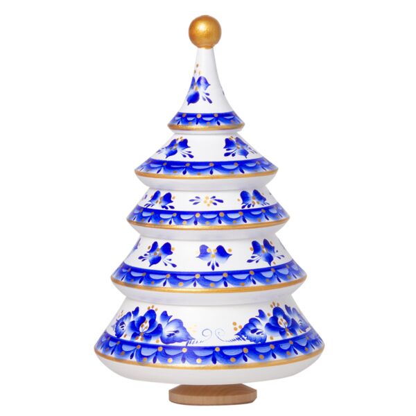 Handmade Blue and White Wood Musical Christmas Tree