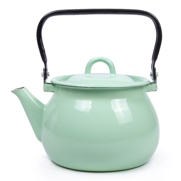 Mint Coolness Vintage Enamel Kettle with Metal Handle 2.7 qt