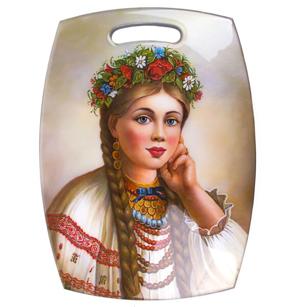 Girl in Wreath Wooden Cutting and Serving Board