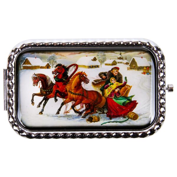 Winter Horses Double Compact Mirror