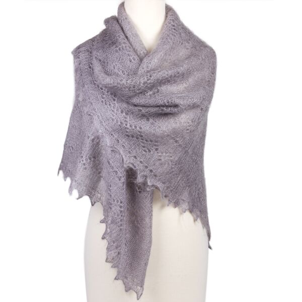 Gray Orenburg Hand Knit Goat Down Shawl