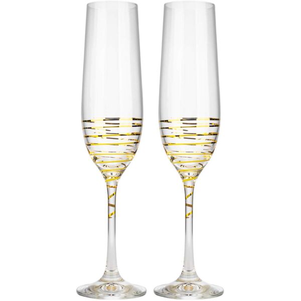 Viola Gold Spiral Champagne Flutes Set of 2