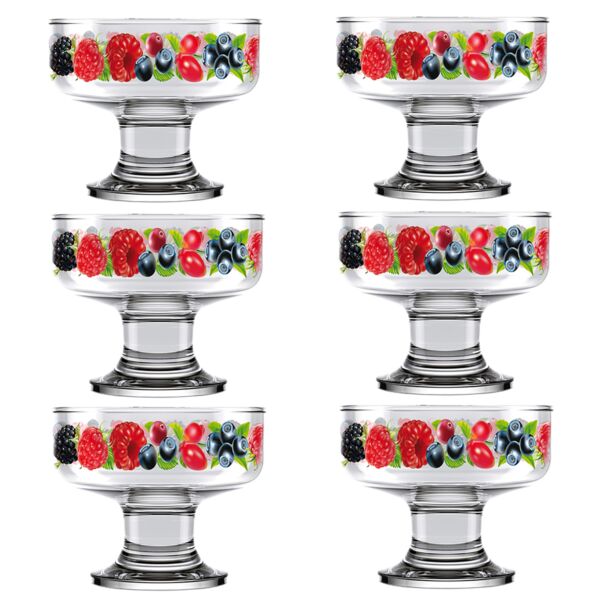 Wild Berry Dessert Glass Bowl Set of 6