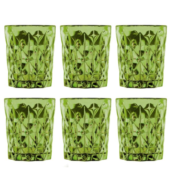 Green Embossed Heavy Bottom Glasses Set of 6