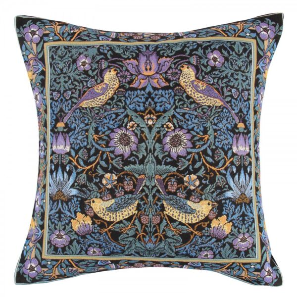 Purple Birds. William Morris Tapestry Pillow