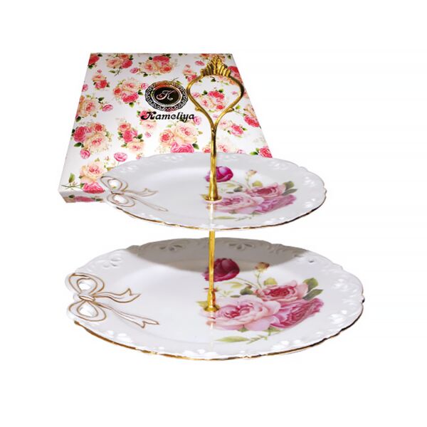 Bow Porcelain 2-Tier Dessert Stand