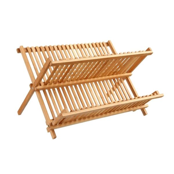 Bamboo Foldable 2-Tier Dish Drying Rack