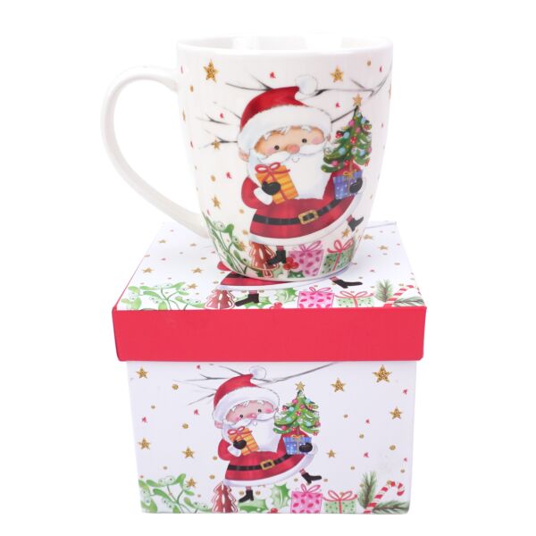 Santa with Gifts Porcelain Mug in Gift Box