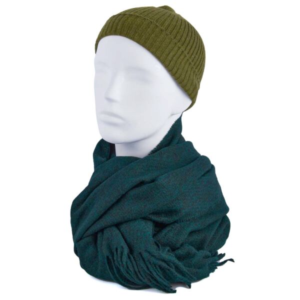 Cashmere Unisex Dark Green Hat