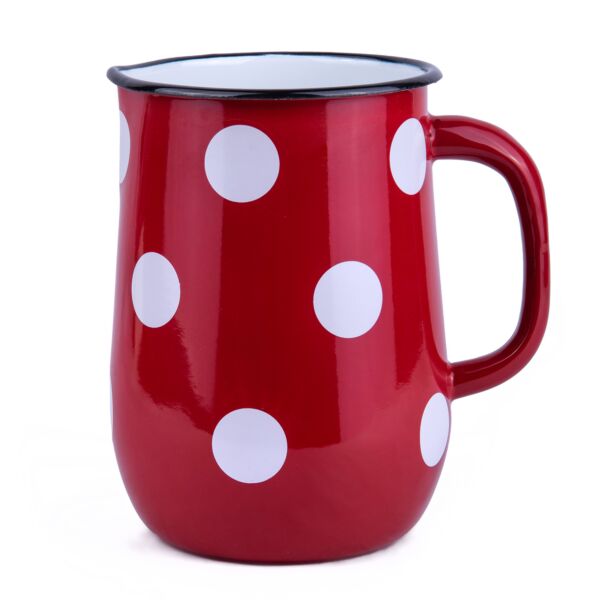 Red White Polka-Dot Enamel Steel Jug 2.6-qt. (2.5 L)