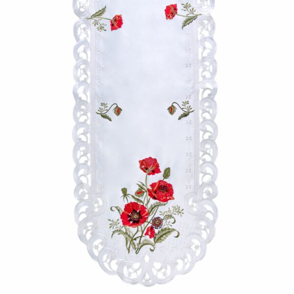 Red Poppy Long Textile Table Runner