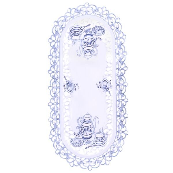 Delft Teatime Blue and White Embroidered Table Runner