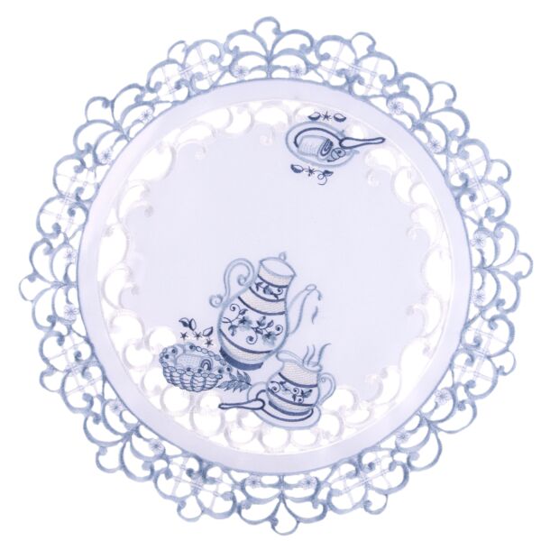Delft Teatime Blue and White Embroidered Doily